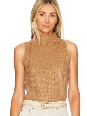 REVOLVE Sleeveless Turtleneck Knit Top - Camel